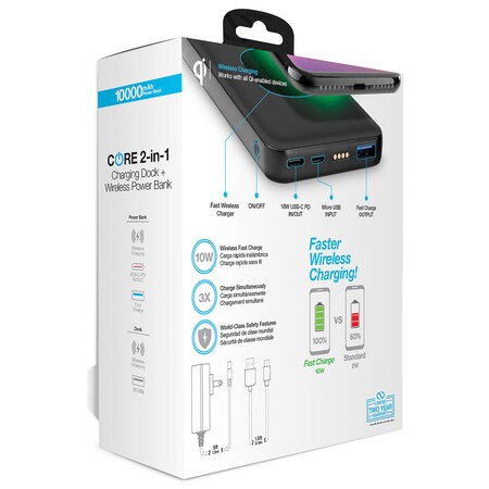Naztech Core 2-in-1 Charging Dock and 10,000 mAh Wireless Power Bank 15164